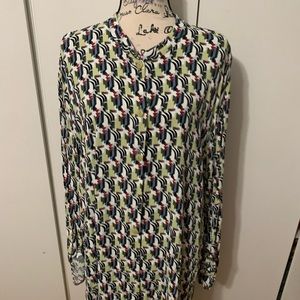 Flax geometrical shapes long sleeve dress